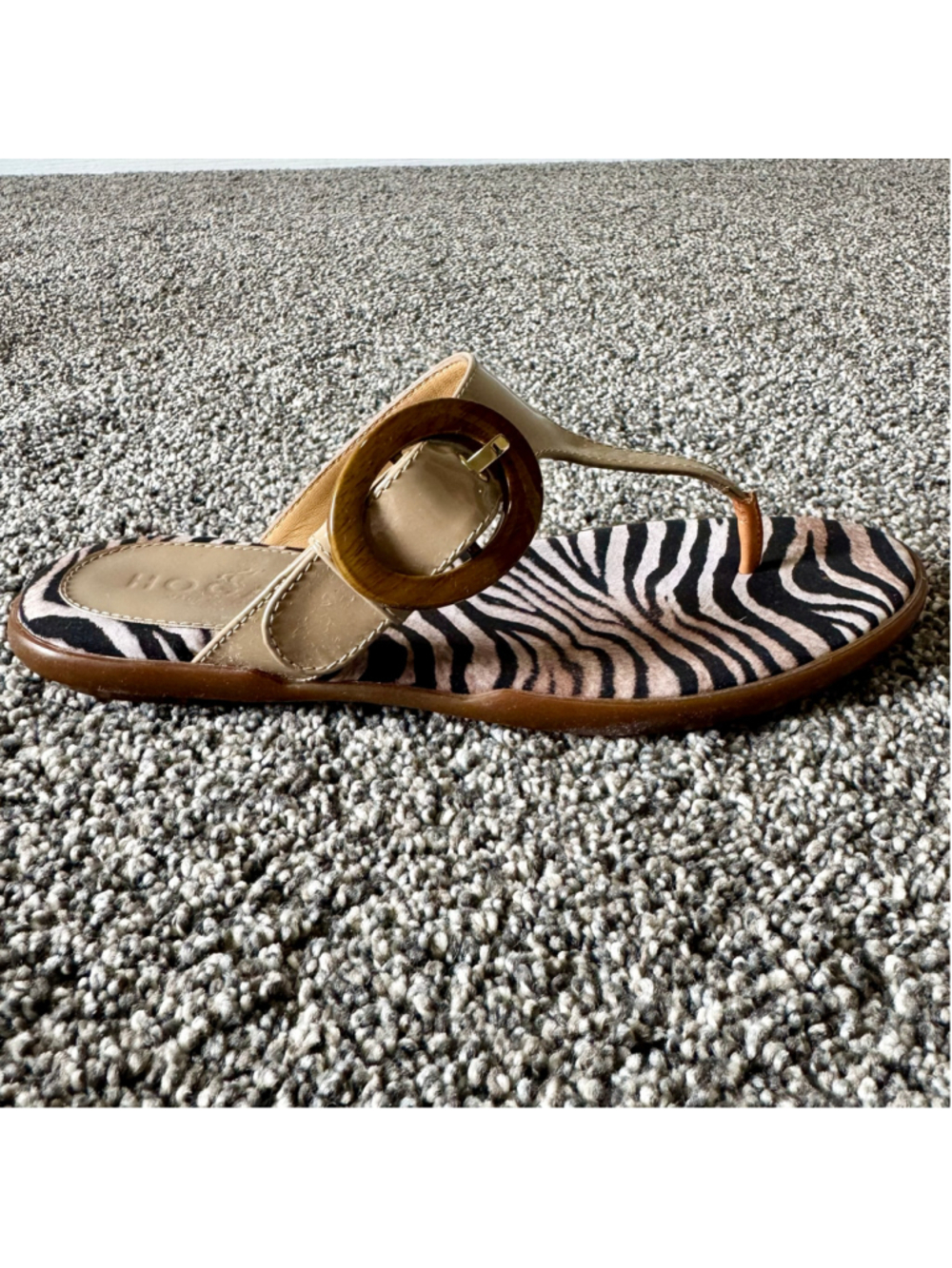 Women's Hogan Patent Leather Ibiza Sandals Zebra Footbed Tortoiseshell Buckle 36 - Picture 4 of 13